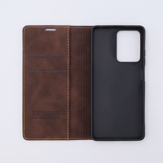 Чехол для Xiaomi Redmi Note 12 5G / Poco X5 5G, ERBORD Vintage, бумажник с клапаном, кофе