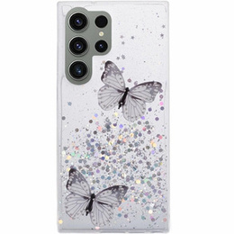 Чохол для Samsung Galaxy S24 Ultra, Glitter Butterfly, білий