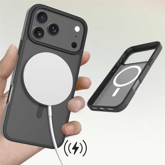 Матовий чохол для iPhone 17 Pro, для MagSafe, напівпрозорий чорний