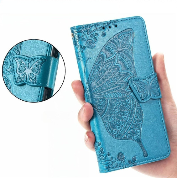 Откидной чехол для Samsung Galaxy M55 5G, Butterfly, синий