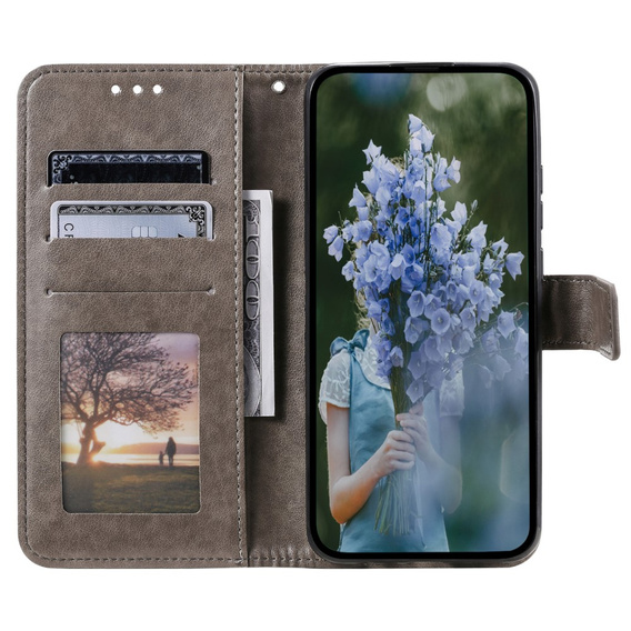 Откидной чехол для Samsung Galaxy A15, Mandala Flower, синий + 9H стекло 