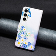 Откидной чехол для Samsung Galaxy S23 FE, Wallet, Butterfly & Flowers белый
