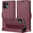 Чохол для Oppo Reno 13 Pro, ERBORD Glossy Litchi, гаманець з клапаном, червоний