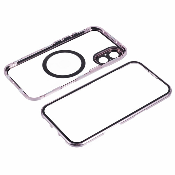 Магнітний чохол Dual Glass MagSafe для iPhone 16, рожевий rose gold