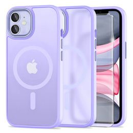 Чехол для iPhone 11, для MagSafe, ERBORD Matt Case, фиолетовый + стекло для экрана