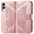 Откидной чехол для Samsung Galaxy S25 Edge, Butterfly, розовый rose gold