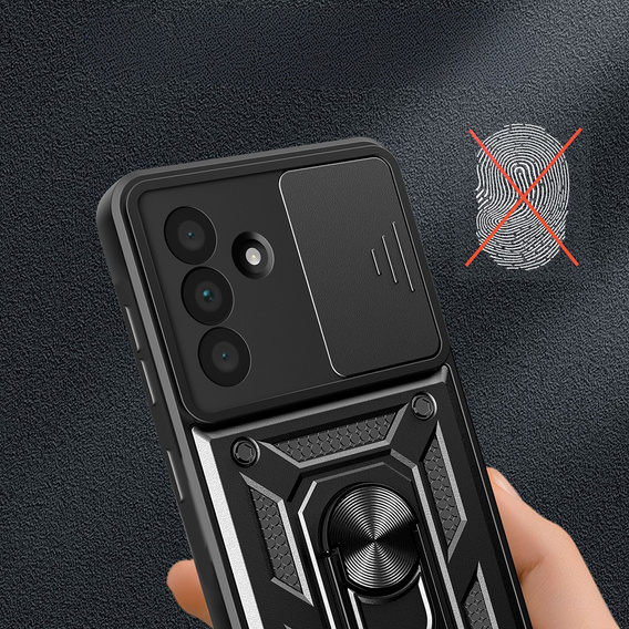 Броньований чохол для Samsung Galaxy A56, CamShield Slide, чорний + Загартоване скло 9H