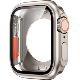 2в1 чохол та захисне скло для годинника Apple Watch 7/8 45MM, Titanium Gold/Orange