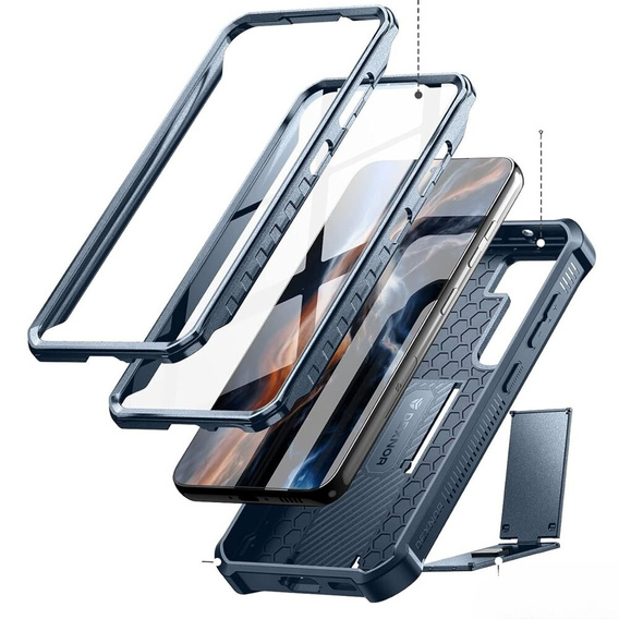 Бронированный чехол для Samsung Galaxy S23, Dexnor Full Body (Two Frames), темно-синий