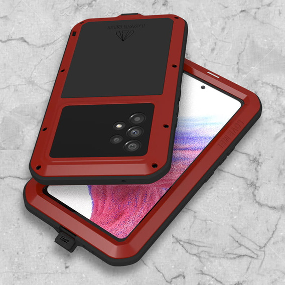 Чoхол Love Mei до Samsung Galaxy A53 5G, armored with glass, червоний