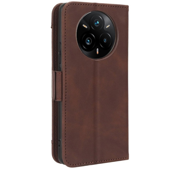 Футляр з клапаном для Realme 14 Pro 5G, Card Slot, коричневий