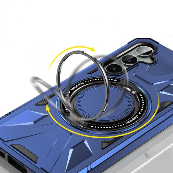 Чехол для Samsung Galaxy S23 FE, бронированный с подставкой и ручкой-планшетом, синий