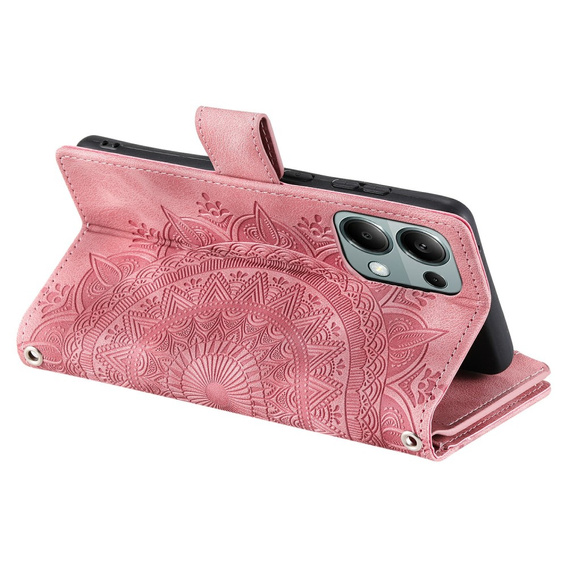 Откидной чехол для Xiaomi Redmi Note 13 Pro 4G / Xiaomi Redmi Note 14S / Xiaomi Poco M6 Pro 4G, Mandala, розовый rose gold