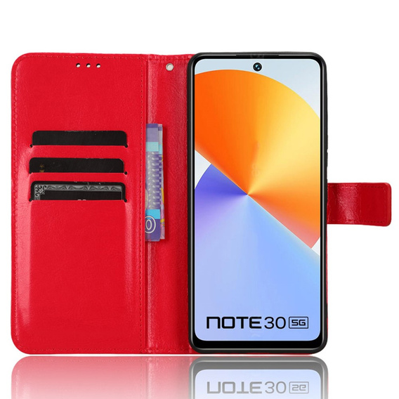 Откидной чехол для Infinix Note 30, Crazy Horse Wallet, красный