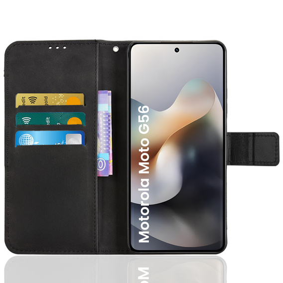 Откидной чехол для Motorola Moto G56 5G, Crazy Horse Wallet, чёрный