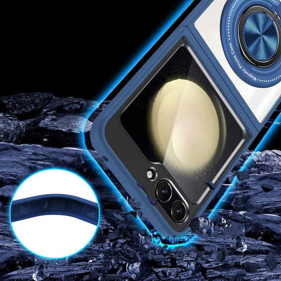 Чохол для Samsung Galaxy Z Flip7 FE / Z Flip6, Corners Dropproof, для MagSafe, прозорий / темно-синій