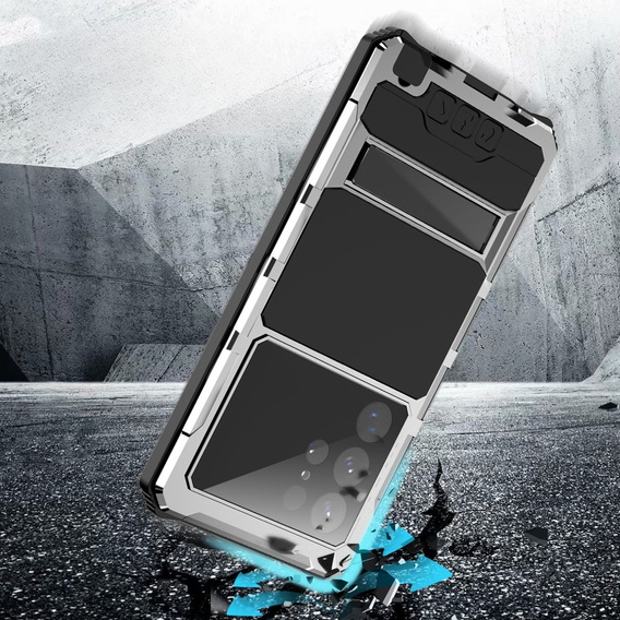 Чехол для Samsung Galaxy S23 Ultra, R-JUST, бронированный, серебристый