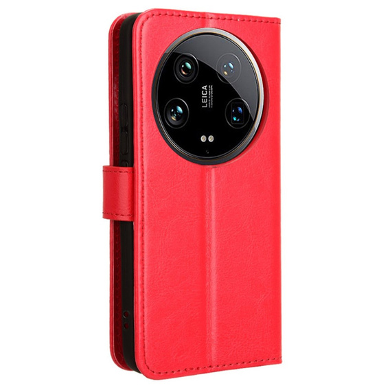Откидной чехол для Xiaomi 14 Ultra, Crazy Horse Wallet, красный