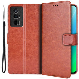 Футляр з клапаном для Poco F5 Pro 5G, Crazy Horse Wallet, коричневий