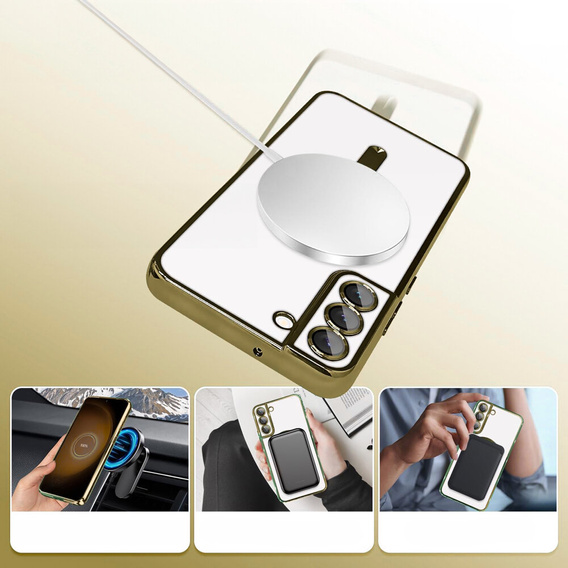 Чохол для Samsung Galaxy S21, Electro MagSafe, золотий + Скло на екран