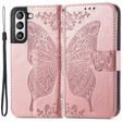 Откидной чехол для Samsung Galaxy S21 FE, Butterfly, розовый rose gold