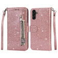 Чохол-книжка для Samsung Galaxy A55, Wallet Zipper Pocket Glittery, рожевий rose gold