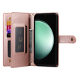 Откидной чехол для Samsung Galaxy S24 FE, Wallet Zipper Pocket, розовый