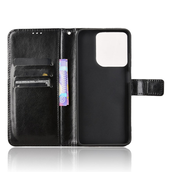 Футляр з клапаном для Motorola Moto G15 / Motorola Moto G15 Power, Crazy Horse Wallet, чорний