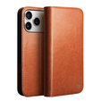 Флип-кейс QIALINO из натуральной коровьей кожи для iPhone 17 Pro Max, коричневый