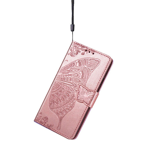 Откидной чехол для Samsung Galaxy A16, Butterfly, розовый rose gold