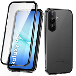 Чохол для Samsung Galaxy A17 5G, Magnetic Dual Glass, прозорий з чорними боковинами