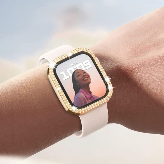2в1 чехол и защитное стекло для часов Apple Watch 4/5/6/SE 44mm, Gold