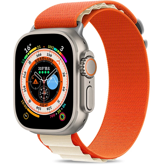 Нейлоновый ремешок до Apple Watch 1/2/3/4/5/6/7/8/SE/ULTRA 42/44/45/49 MM, Orange / Beige