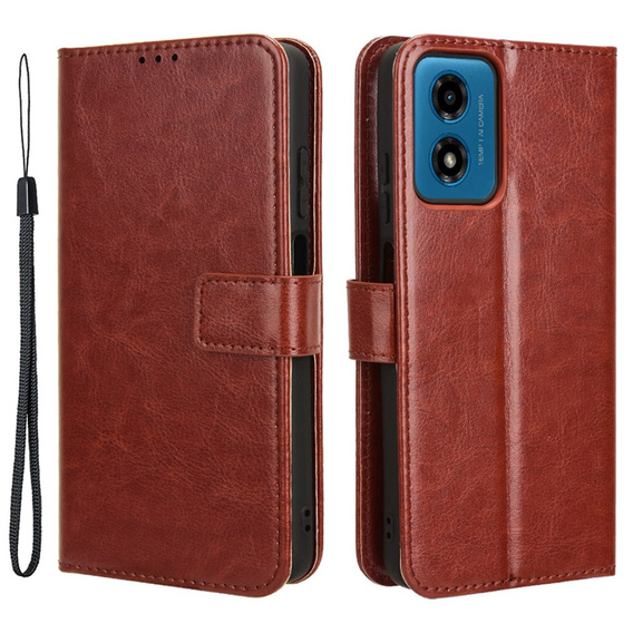 Футляр з клапаном для Motorola Moto G24 / G24 Power / G04, Crazy Horse Wallet, коричневий