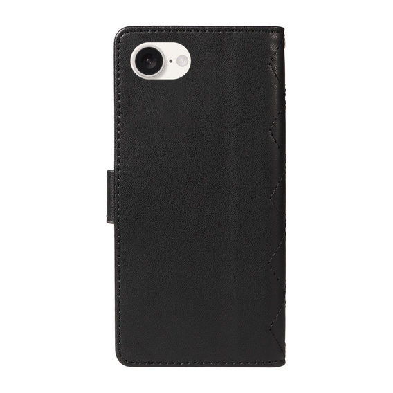 Чохол-сумка для iPhone 16E, Rhombus Crossbody Leather, чорний