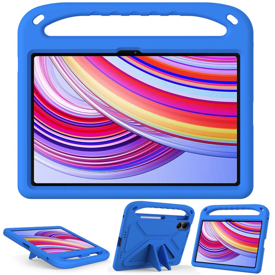 Детский чехол для Xiaomi Redmi Pad Pro / Xiaomi Poco Pad, с ручкой, синий