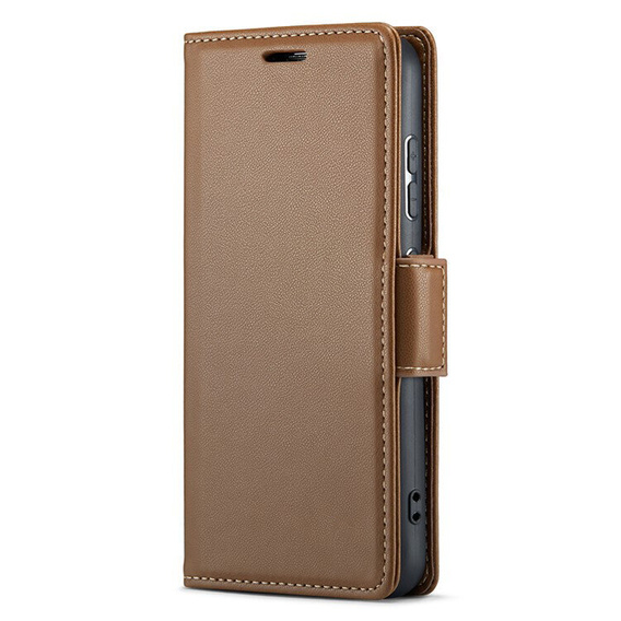 Чохол для Xiaomi Redmi Note 13 Pro 5G, ERBORD Glossy Litchi, гаманець з клапаном, коричневий