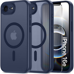 Чехол для iPhone 16E, для MagSafe, ERBORD Matt Case, чёрный + стекло для экрана