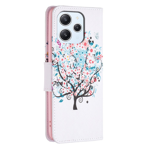 Откидной чехол для Xiaomi Redmi 12 4G, Wallet, colorful tree, белый
