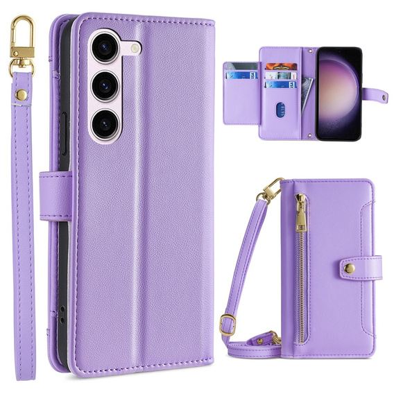 Чохол-книжка для Samsung Galaxy S23, Wallet Zipper Pocket, фіолетовий