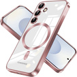 Чехол для Samsung Galaxy S25, Electro MagSafe, розовый rose gold + стекло для экрана
