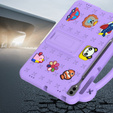 Дитячий чохол для планшета Samsung Galaxy Tab S10+ Plus, Cute Patterns, з підставкою, фіолетовий