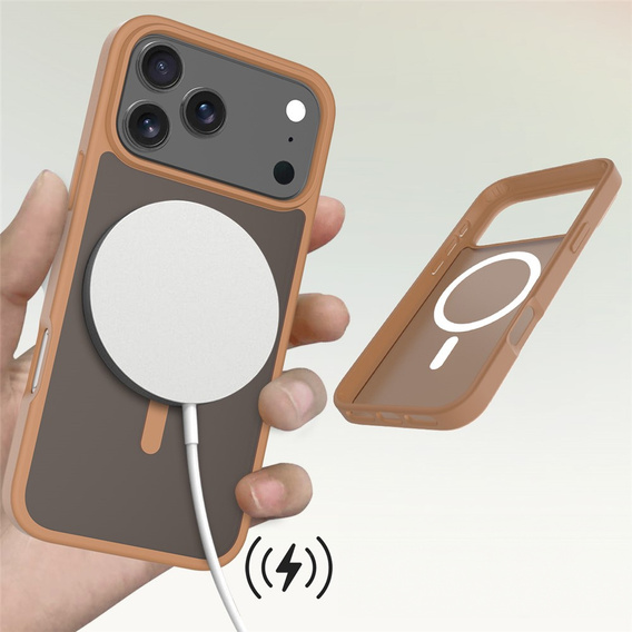 Матовый чехол для iPhone 17 Pro Max, для MagSafe, полупрозрачный коричневый
