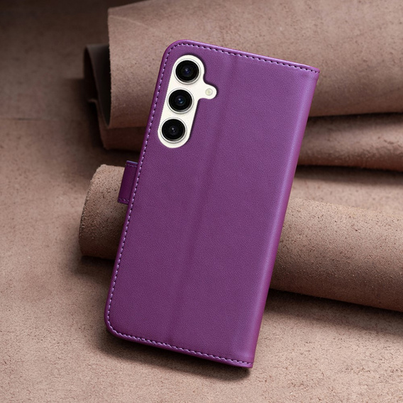 Чохол-книжка для Samsung Galaxy S23 FE, BINFEN Wallet, темно-фіолетовий + скло 9H