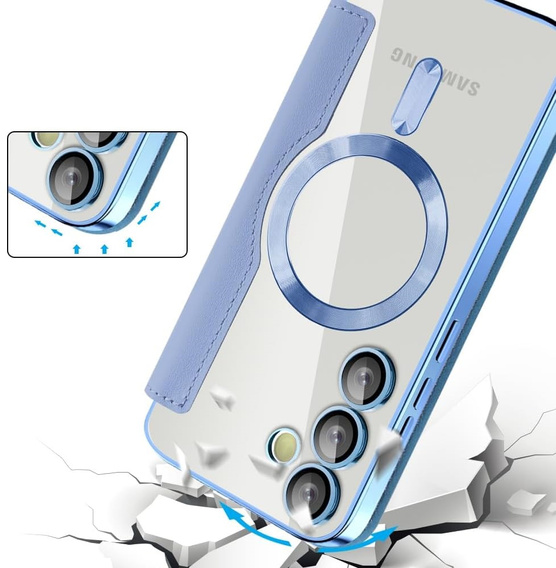 Откидной чехол для Samsung Galaxy S25 FE, RFID Wallet MagSafe CamShield, синий