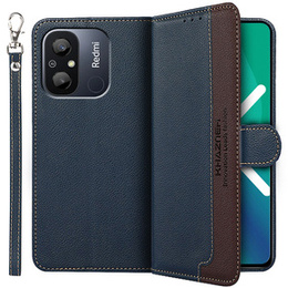 Чохол-книжка для Xiaomi Redmi 12C, KHAZNEH RFID, синій / коричневий