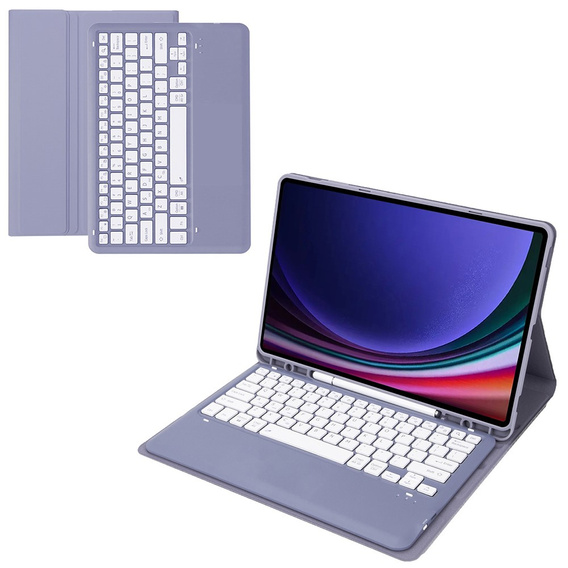Чехол + клавиатура Samsung Galaxy Tab S9+, Leather Pen Slot, фиолетовый