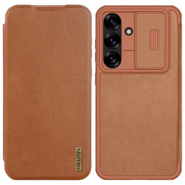 NILLKIN фліп-чохол для Samsung Galaxy A56, CamShield Qin Pro, шкіра, коричневий