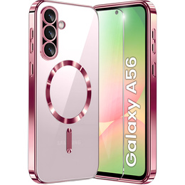 Чохол для Samsung Galaxy A56, Electro MagSafe, рожевий rose gold + Скло на екран