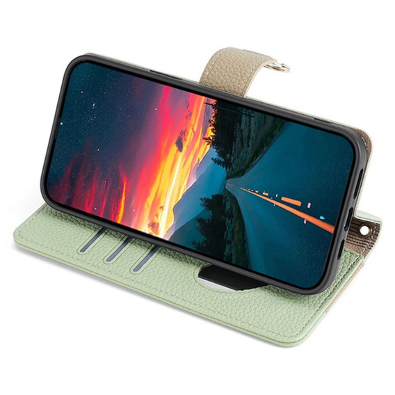 Чохол-книжка для Motorola Edge 40 Neo 5G, Wallet Zipper Pocket, з дзеркалом, зелений